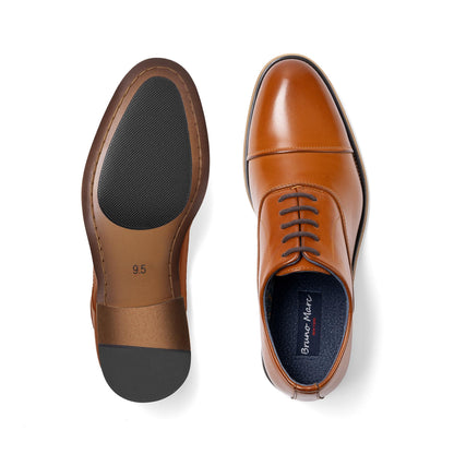 Bruno Marc Men's Soft Cap-Toe Formal Dress Shoes,Brown,14