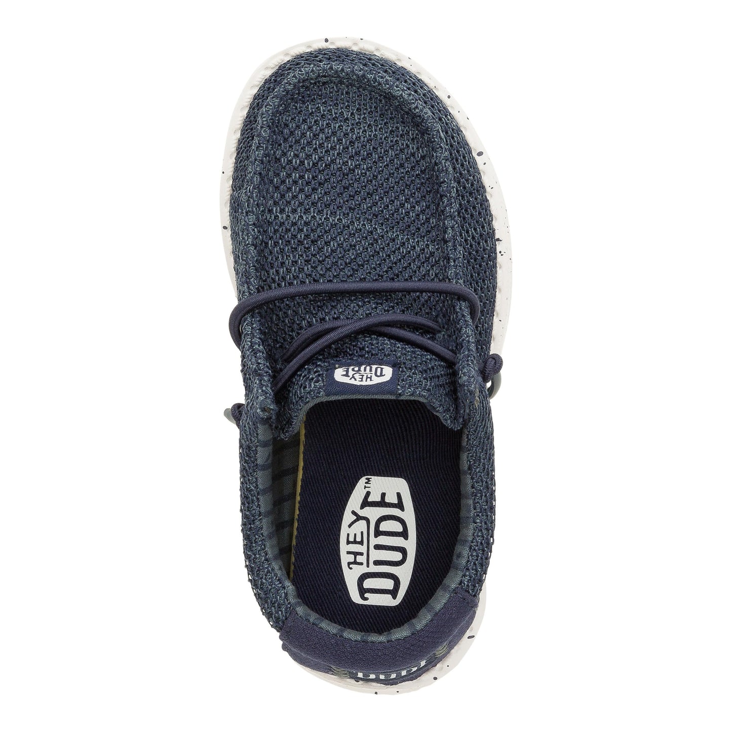 HEYDUDE Boy's Youth Wally Stretch Sox Slip On Shoe, Navy Size 12 | Lightweight Easy On Travel Ready Casual Sneaker