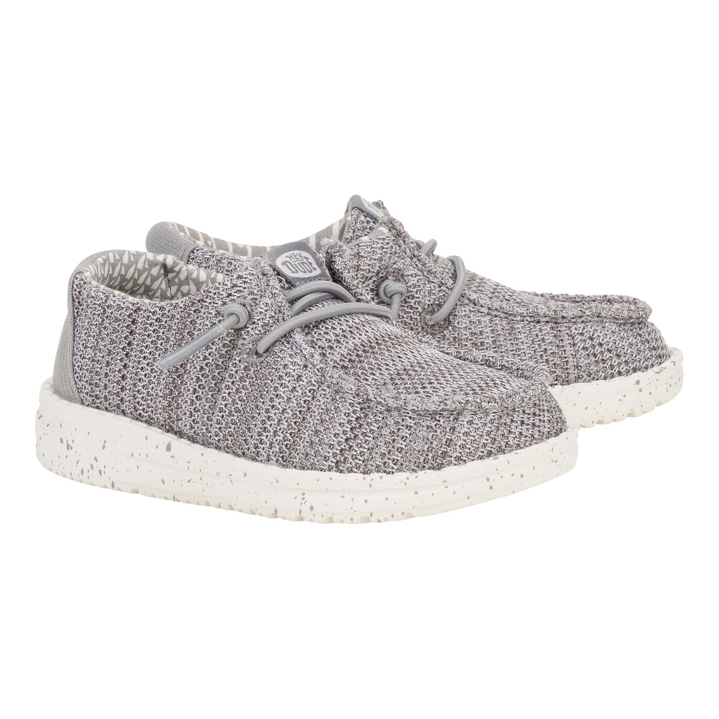 HEYDUDE Boy's Youth Wally Stretch Sox Slip On Shoe, Grey Size 4 | Lightweight Easy On Travel Ready Casual Sneaker