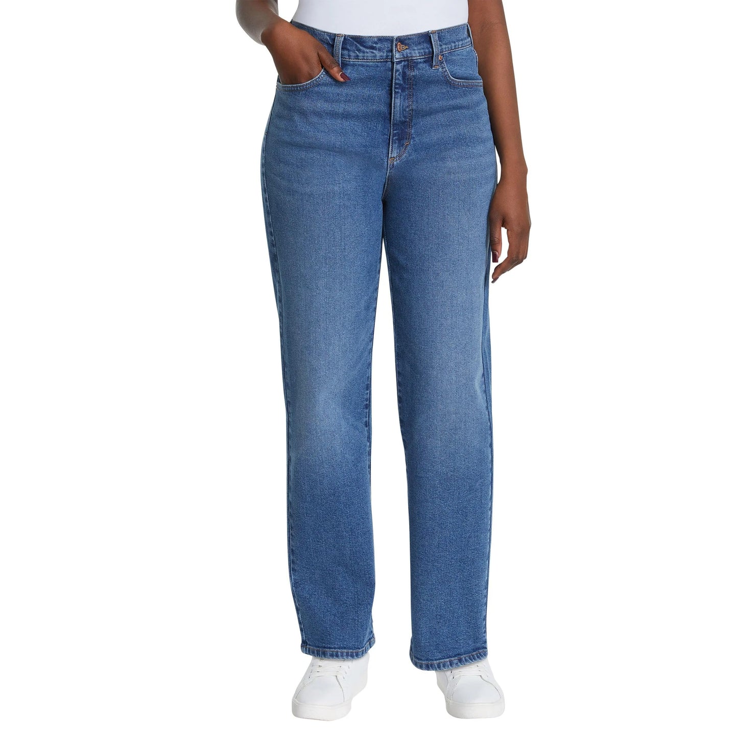 Gloria Vanderbilt Women’s Straight Leg Relaxed Fit Cotton Stretch Jean (Dark Blue, 8)
