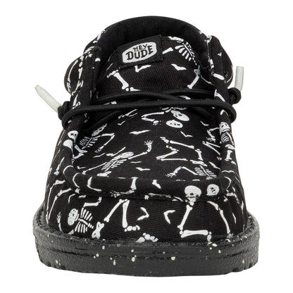 HEYDUDE Kids Mens Wally Skeletons (Little Kid/Big Kid) Black 5 Big Kid M