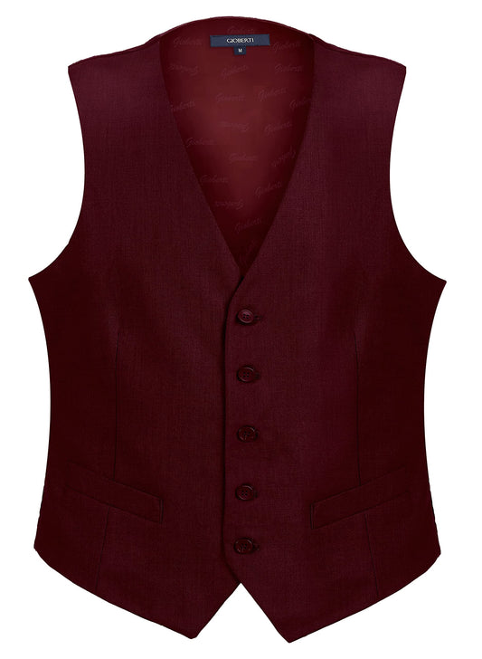 Gioberti Mens Formal Suit Vest, Burgundy, 2X-Large