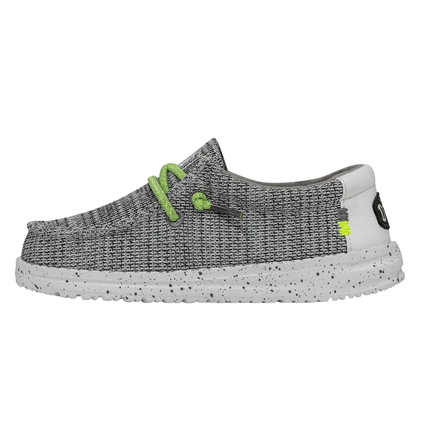 HEYDUDE Boy's Youth Wally Sox Slip On Shoe, Stone White Size 3 | Lightweight Casual Loafer with Elastic Laces and Removable EVA Insole