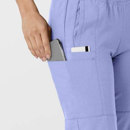 WINK W123 Women's Comfort Waist Cargo Jogger Scrub Pant, Ceil Blue, 2XS