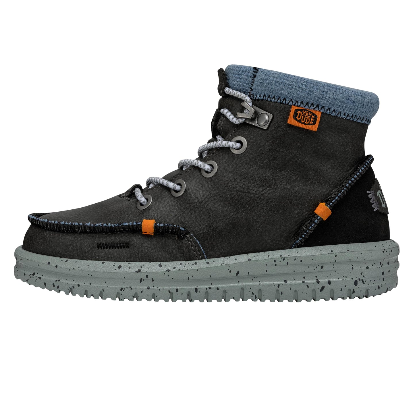 HEYDUDE Boy's Youth Bradley Boot, Black Size 6 | Low Top Lace Up Kids Boots | Recycled Leather Water Repellent