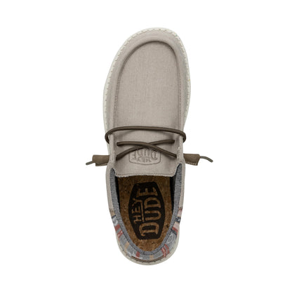 HEYDUDE Men's Wally Funk Slip On Shoe, Sand Size 6 | Lightweight Casual Loafer | Easy On Travel Shoe, Textile Upper, Everyday Wear