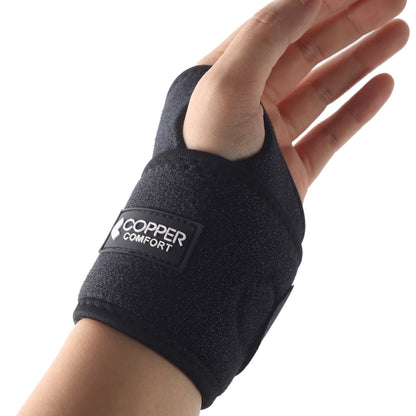 Copper Comfort Lined Wrist Support Glove - Adjustable Band Relieves Muscle Joint Tendon Pain, Guaranteed Highest Copper Content - Reduces Soreness, Stiffness, Arthritis, Tendonitis (Free Size)