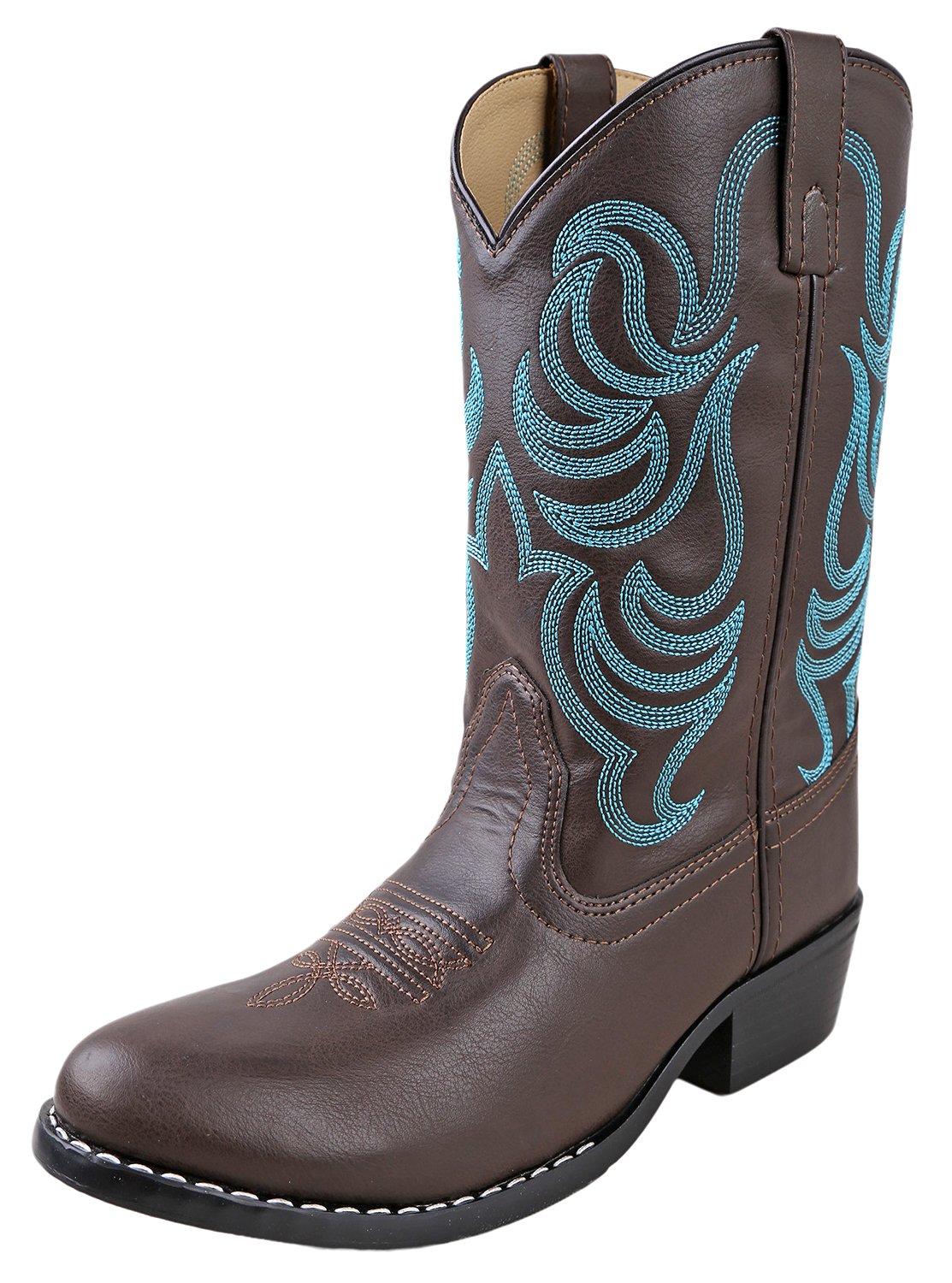 Smoky Mountain Boys Brown with Blue Stitch Monterey Western Cowboy Boots Brown 12 M US Little Kid