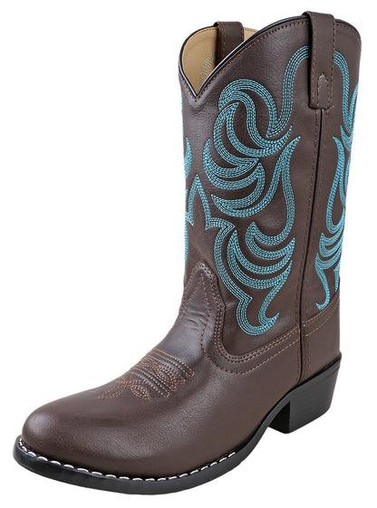 Smoky Mountain Boys Brown with Blue Stitch Monterey Western Cowboy Boots Brown 12 M US Little Kid