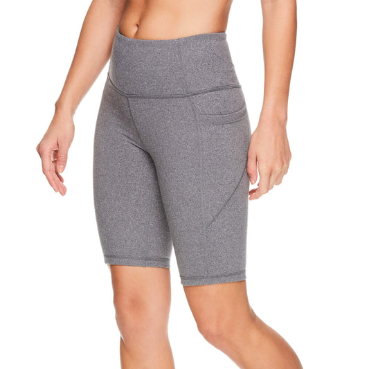 Reebok Women's Compression Running Shorts - High Rise Bike Short - Grey, X-Large