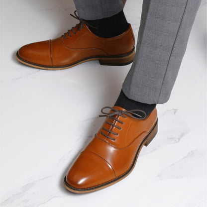 Bruno Marc Men's Soft Cap-Toe Formal Dress Shoes,Brown,14