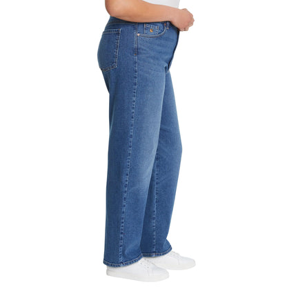 Gloria Vanderbilt Women’s Straight Leg Relaxed Fit Cotton Stretch Jean (Dark Blue, 12)