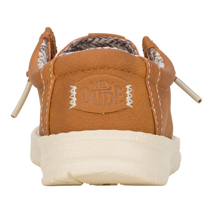 HEYDUDE Boy's Youth Wally Classic Slip On Loafer, Tan Size 3 | Elastic Laces | Flexible Sole | Boys Casual Shoe