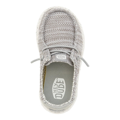 HEYDUDE Boy's Youth Wally Stretch Sox Slip On Shoe, Grey Size 4 | Lightweight Easy On Travel Ready Casual Sneaker