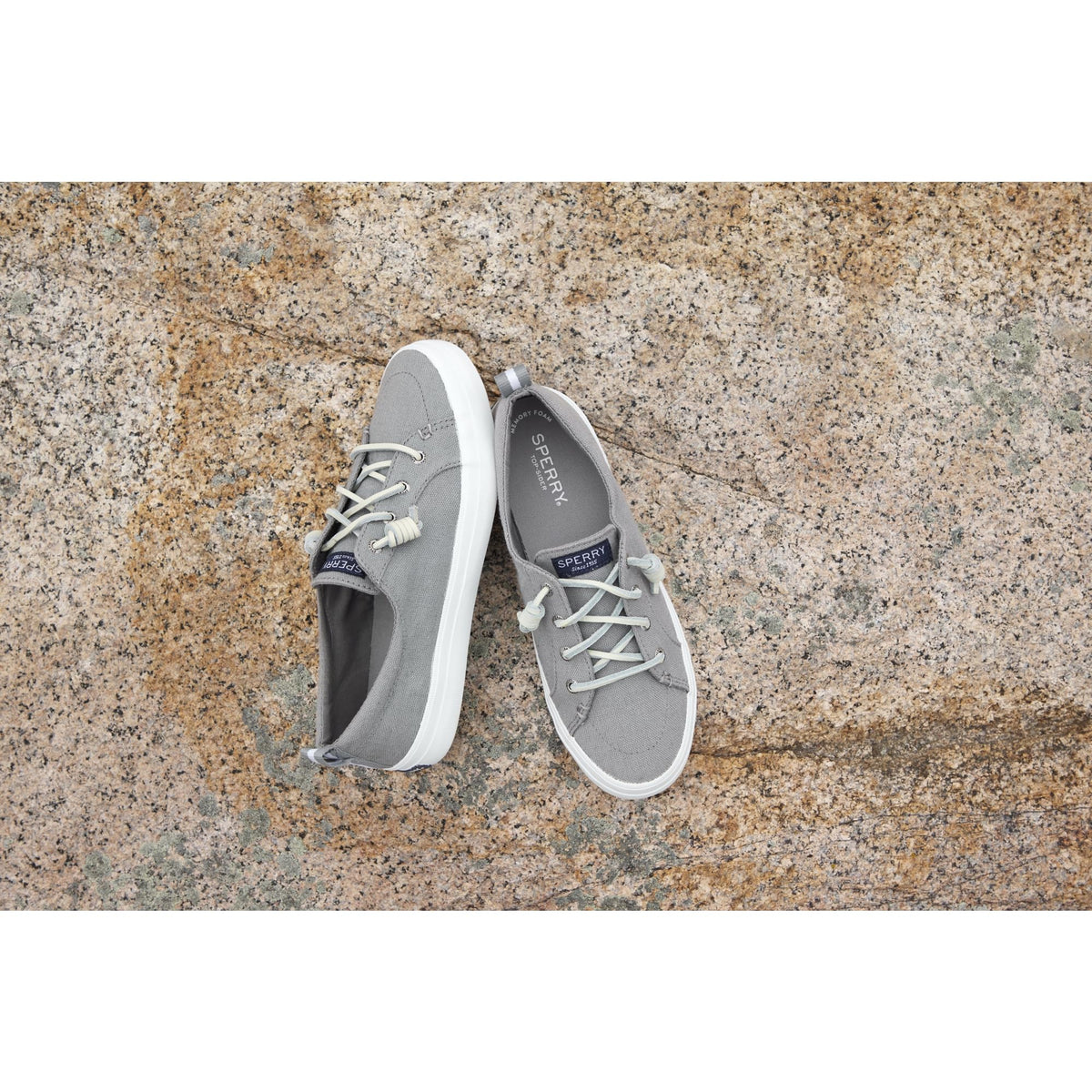 Sperry Women's Crest Vibe Linen Sneaker, Grey ,9.5 Wide