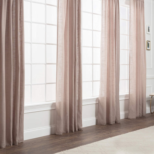 Chanasya Premium 2-Panel Soft Textured Semi Sheer Curtains for Window Living Room Bedroom Kitchen Office - Natural Light Filtering Privacy Window Treatment Drapes - 52 x 108 Inches Long - Tan