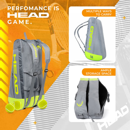 HEAD Core 6R Combi Tennis Racquet Bag - 6 Racket Tennis Equipment Duffle Bag