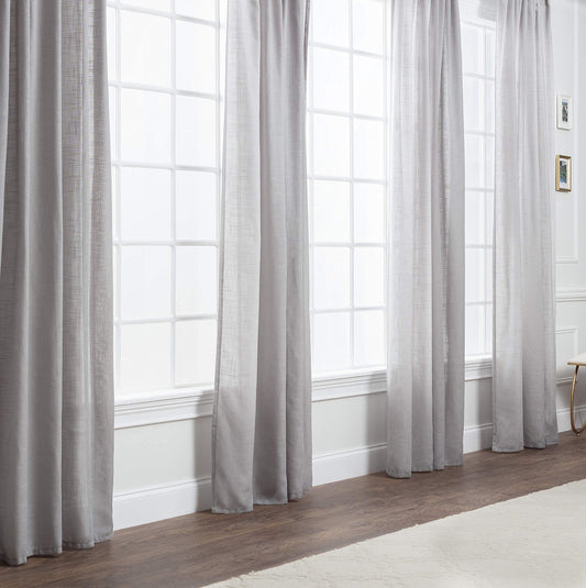 Chanasya Premium 2-Panel Soft Textured Semi Sheer Curtains for Window Living Room Bedroom Kitchen Office - Natural Light Filtering Privacy Window Treatment Drapes - 52 x 63 Inches Long - Silver