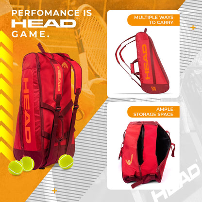 HEAD Core 6R Combi Tennis Racquet Bag - 6 Racket Tennis Equipment Duffle Bag