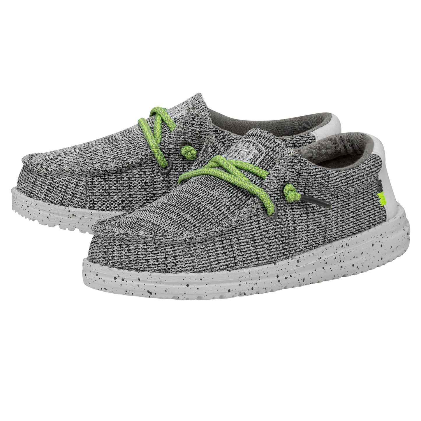 HEYDUDE Boy's Youth Wally Sox Slip On Shoe, Stone White Size 3 | Lightweight Casual Loafer with Elastic Laces and Removable EVA Insole