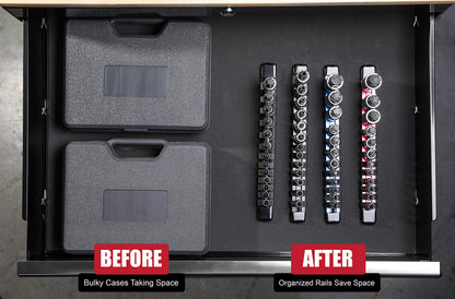 ARES 70108-12-Piece Metric Hex Bit Socket Set - Chrome Vanadium Sockets with S2 Alloy Bits - Includes Aluminum Socket Organizer