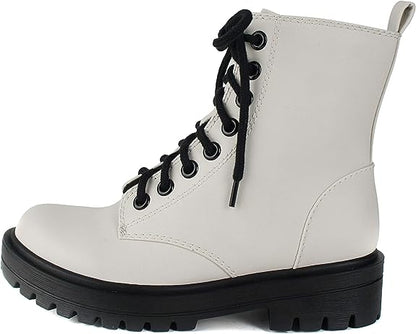 Soda FIRM - Lug Sole Combat Ankle Bootie Lace up w/Side Zipper