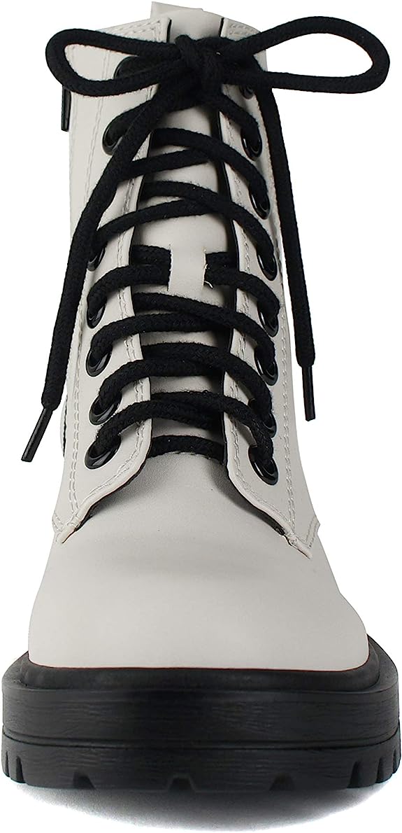 Soda FIRM - Lug Sole Combat Ankle Bootie Lace up w/Side Zipper