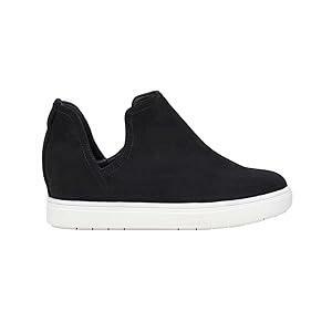 CUSHIONAIRE Women's Hero Hidden Wedge Sneaker +Wide Width Available, Black, 8.5