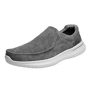 Bruno Marc Men's Slip-On Canvas Sneaker Loafer Lightweight Walking Shoes Grey Dockey Size 13 M US
