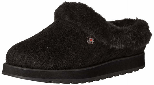 Skechers Women's Ice Angel Slipper, Black/Black, 5.5