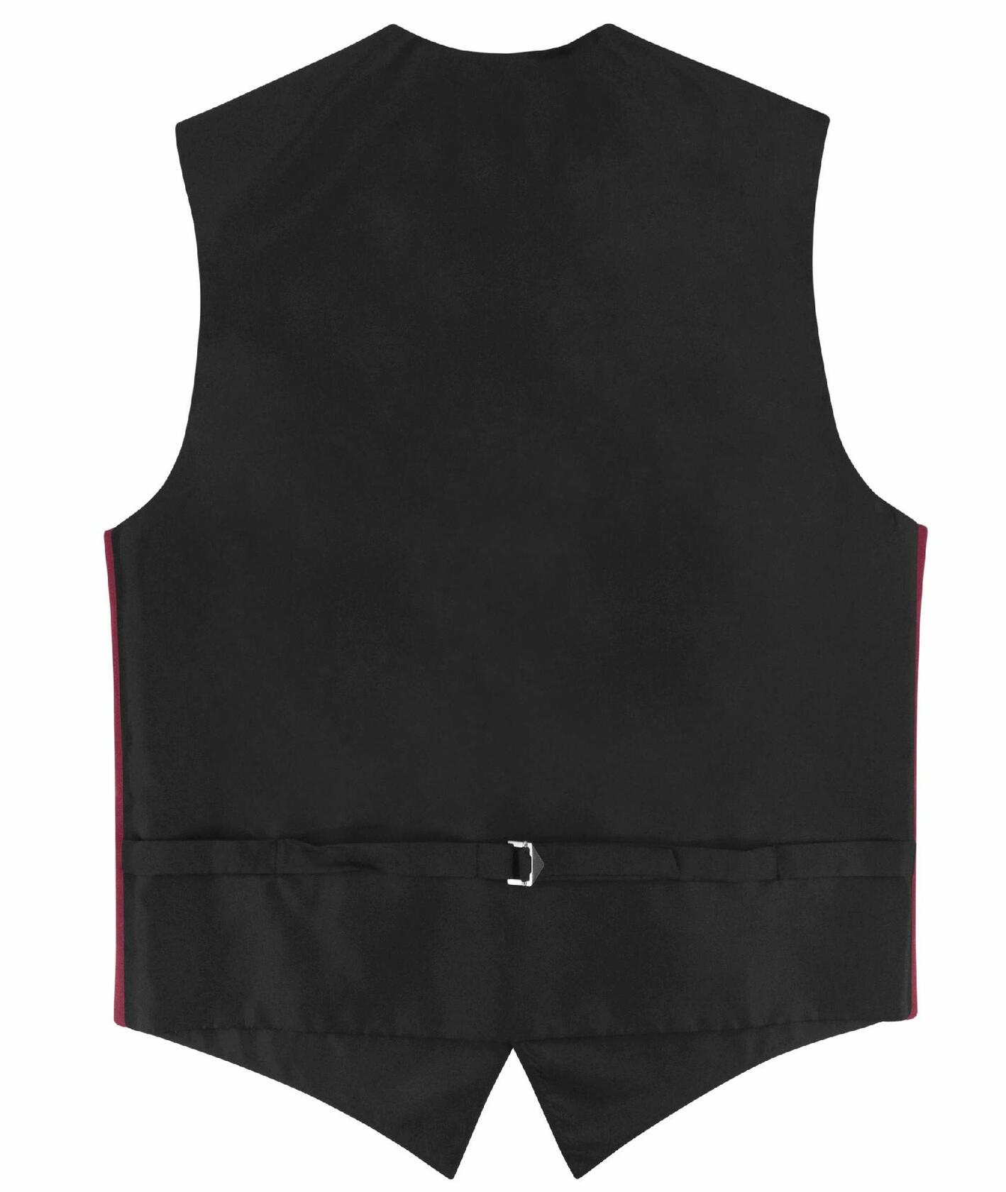 Mens SLIM FIT Dress Vest BowTie Solid Burgundy Color Bow Tie Hanky Set sz XS