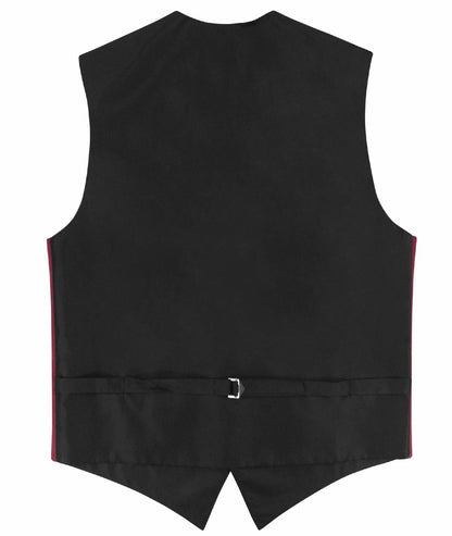 Mens SLIM FIT Dress Vest BowTie Solid Burgundy Color Bow Tie Hanky Set sz XS