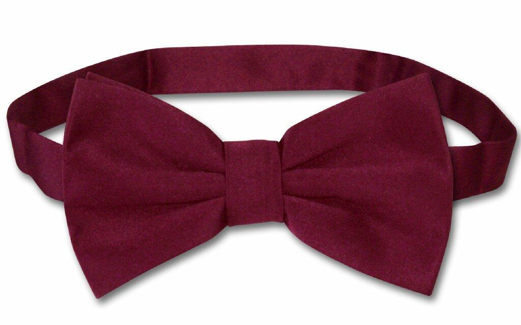 Mens SLIM FIT Dress Vest BowTie Solid Burgundy Color Bow Tie Hanky Set sz XS