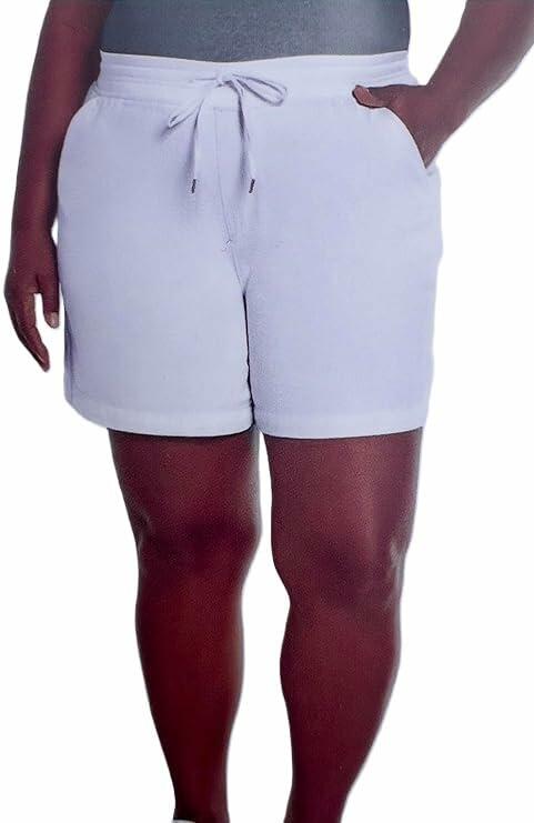 Orvis Women's Short - Pull-On Casual Comfort with Drowstring Back Pockets - Cotton Blend Shorts (White, XXL)