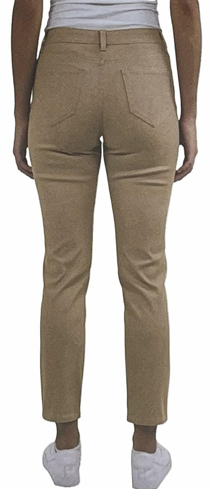 Jachs Girlfriend Women's Straight Leg Ankle Pants, 5-Pocket, Cotton Blend Twill, Stretch (US, Numeric, 10, Regular, Regular, Tan)