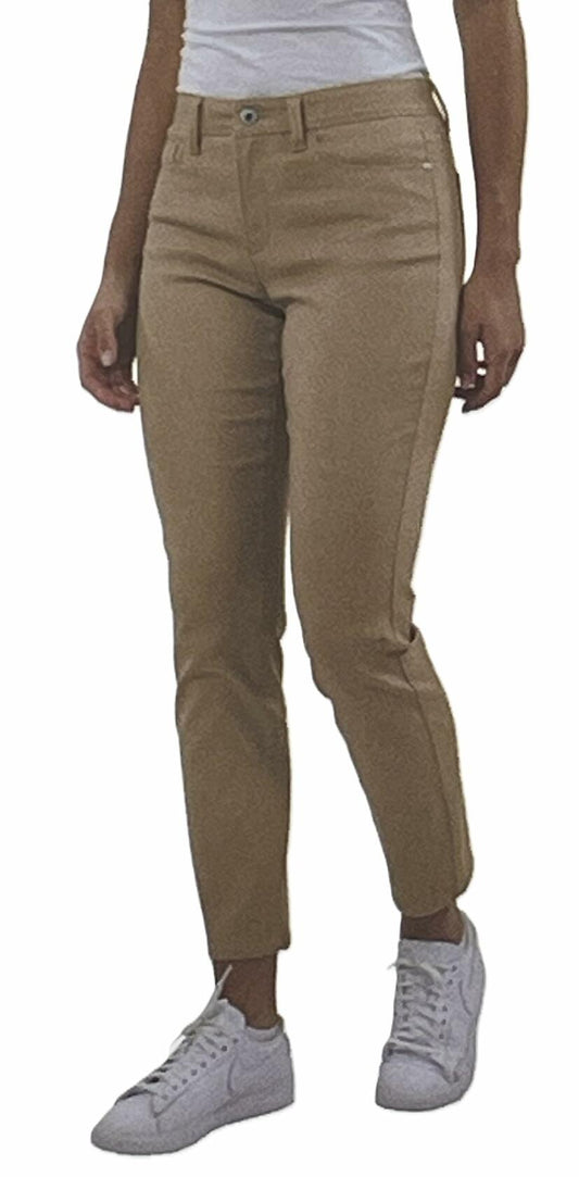 Jachs Girlfriend Women's Straight Leg Ankle Pants, 5-Pocket, Cotton Blend Twill, Stretch (US, Numeric, 10, Regular, Regular, Tan)
