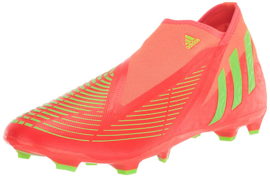 adidas Unisex Edge.3 Predator Firm Ground Soccer Shoe, Solar Red/Solar Green/Black (Laceless), 4 US Men