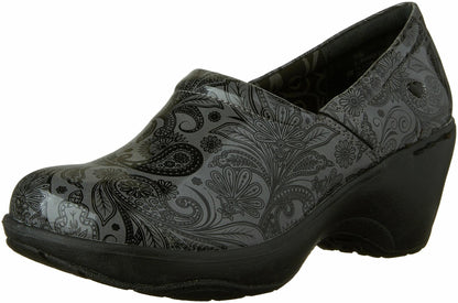 Nurse Mates Bryar-Black/Grey Paisley, 7 C/D (wide) US
