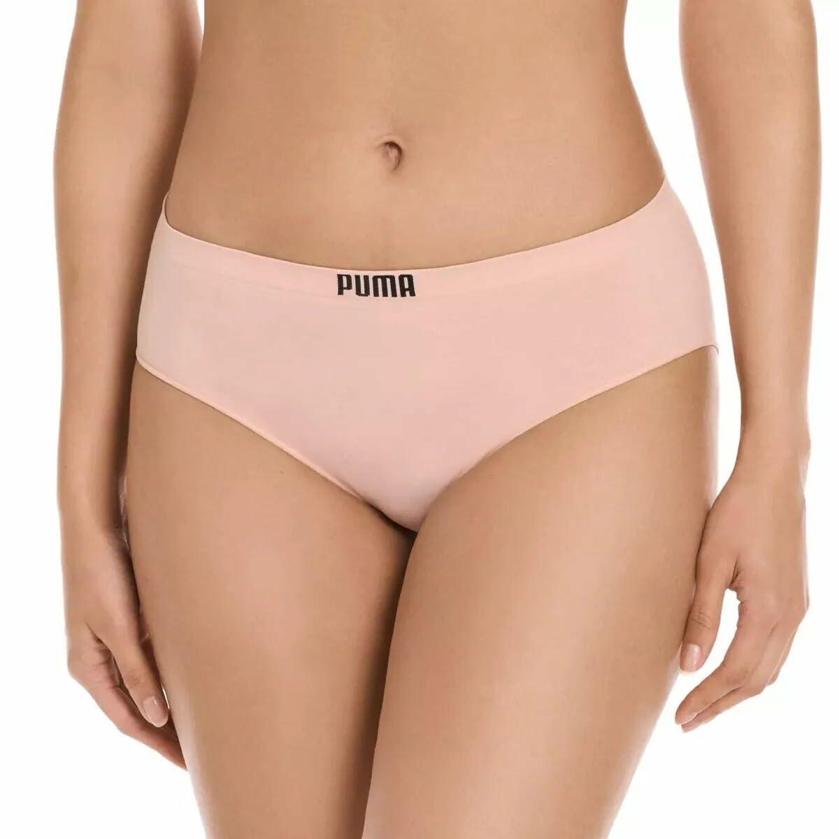 PUMA Women's Seamless Bikini Underwear, Microfiber, Tag-Free, 4-Pack (US, Alpha, X-Large, Regular, Regular, Pink/Blue/Black/Gray)
