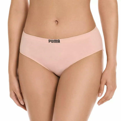 PUMA Women's Seamless Bikini Underwear, Microfiber, Tag-Free, 4-Pack (US, Alpha, X-Large, Regular, Regular, Pink/Blue/Black/Gray)