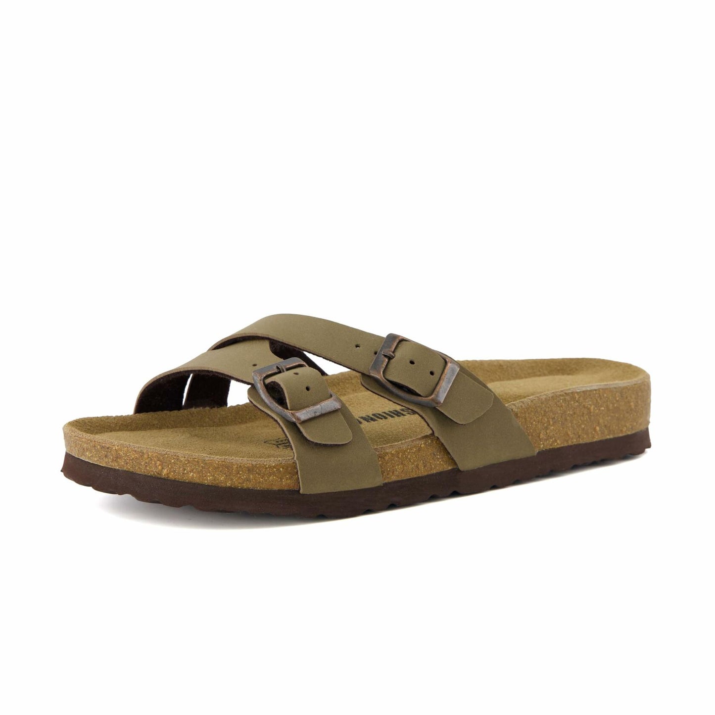 CUSHIONAIRE Women's Liza Cork Footbed Sandal With +Comfort Brown, 5