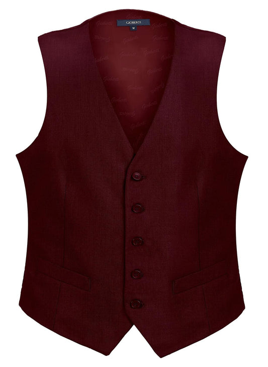 Gioberti Men's Formal Suit Vest Fit for Business or Casual Dress, Burgundy, 2X-Large