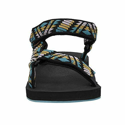 CUSHIONAIRE Women's Summer Sport Mat Sandal With +Comfort Black Multi, 7