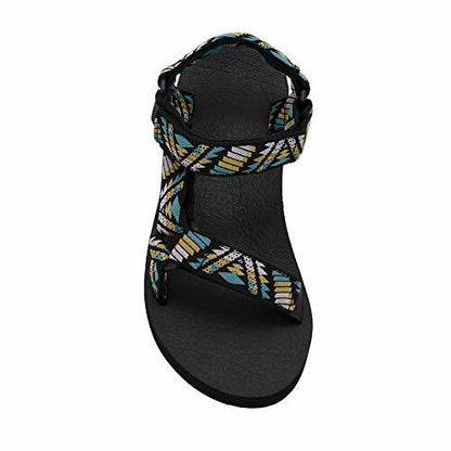CUSHIONAIRE Women's Summer Sport Mat Sandal With +Comfort Black Multi, 7