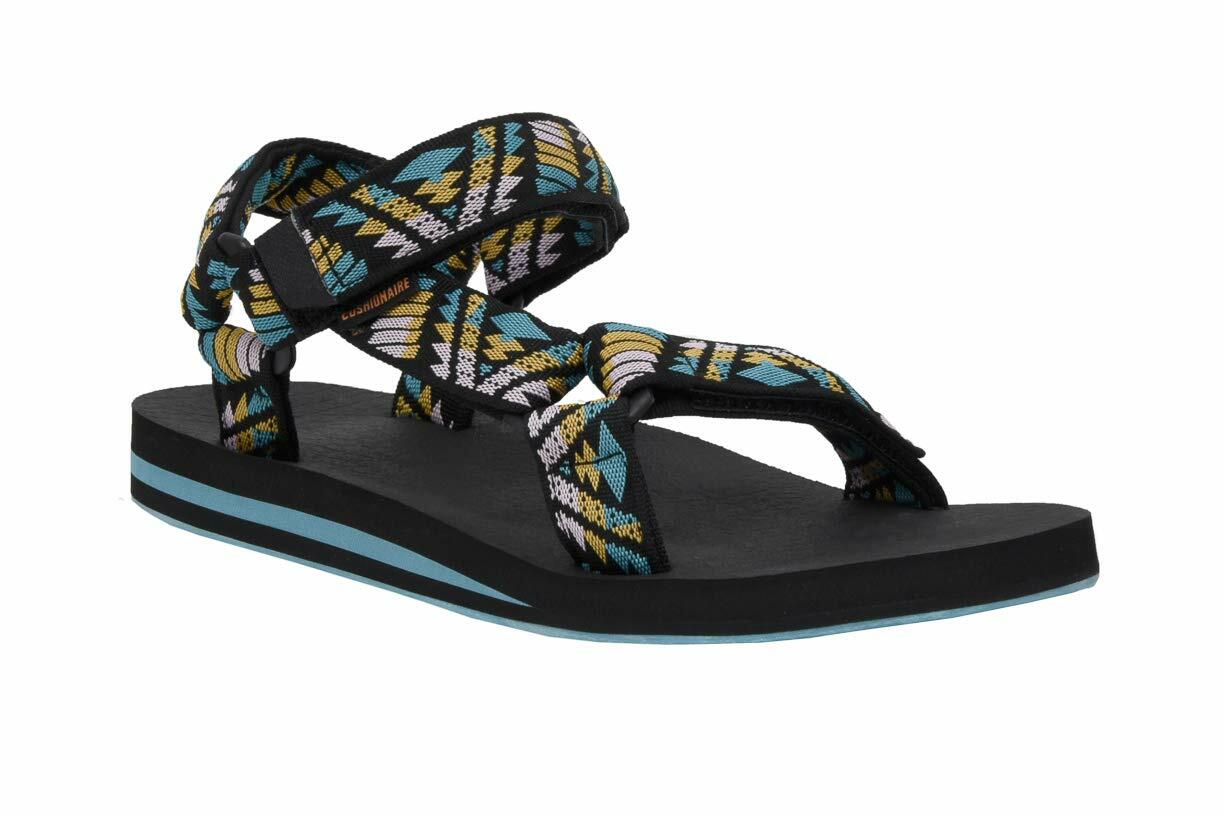 CUSHIONAIRE Women's Summer Sport Mat Sandal With +Comfort Black Multi, 7