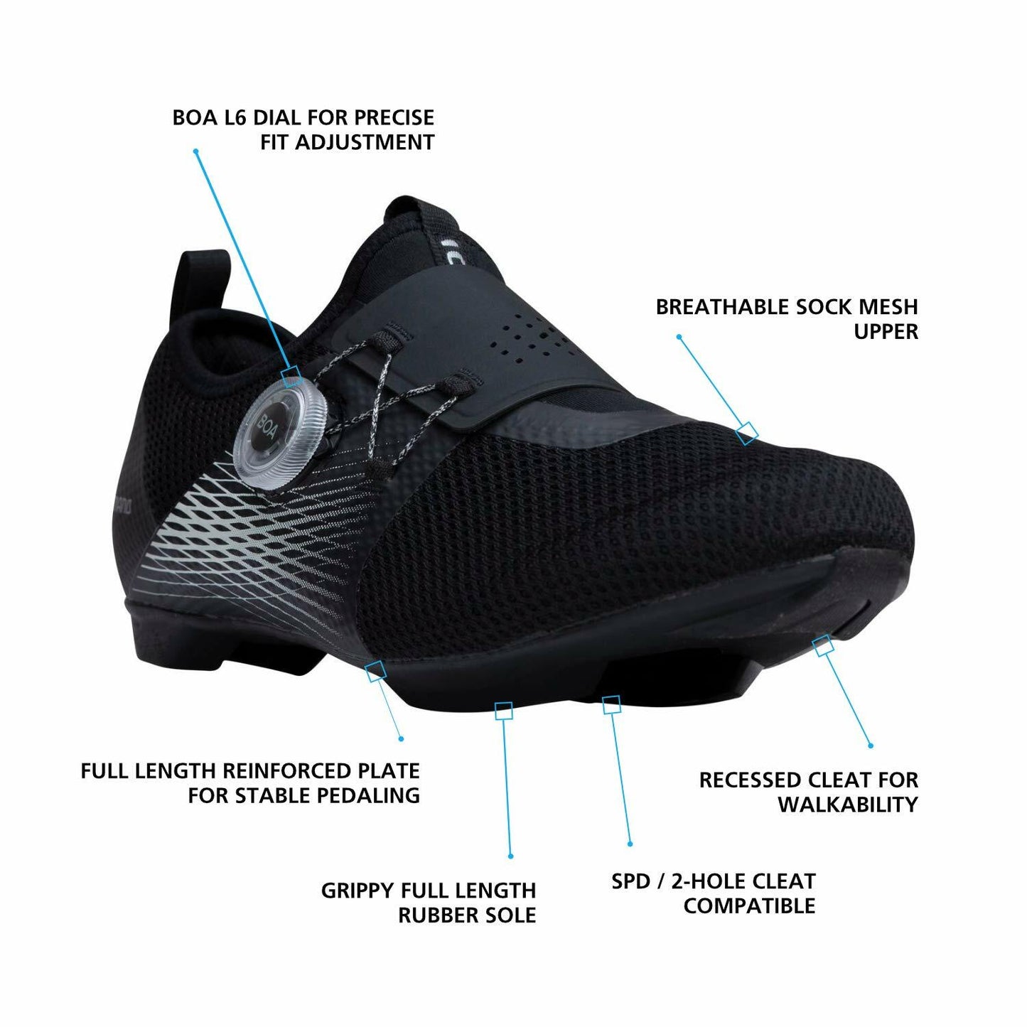 SHIMANO SH-IC500W Women's High Performance Indoor Cycling Shoe, Black, 7 (EU 39)