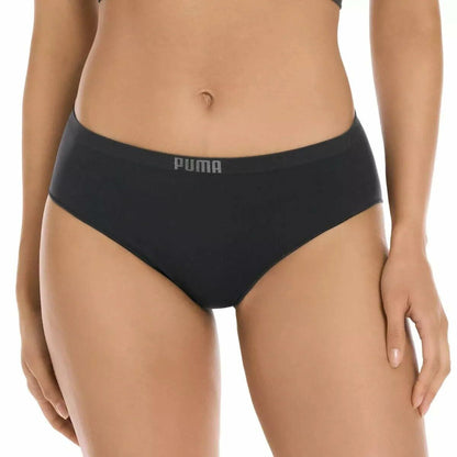 PUMA Women's Seamless Bikini Underwear, Microfiber, Tag-Free, 4-Pack (US, Alpha, Large, Regular, Regular, Pink/Blue/Black/Gray)