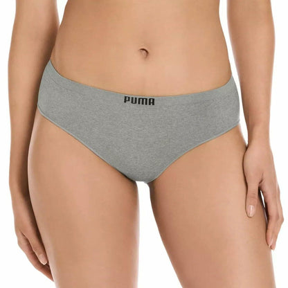 PUMA Women's Seamless Bikini Underwear, Microfiber, Tag-Free, 4-Pack (US, Alpha, Large, Regular, Regular, Pink/Blue/Black/Gray)