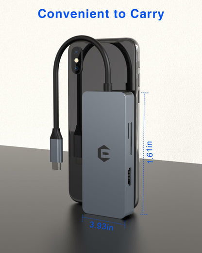 USB C Hub, SUTOUG 6 in 1 USB C Hub Adapter USB C with 4K HDMI Output, VGA, SD/TF Card Reader, 2 USB 3.0 for Dell Surface Pro 8/7 and Other Type C Devices