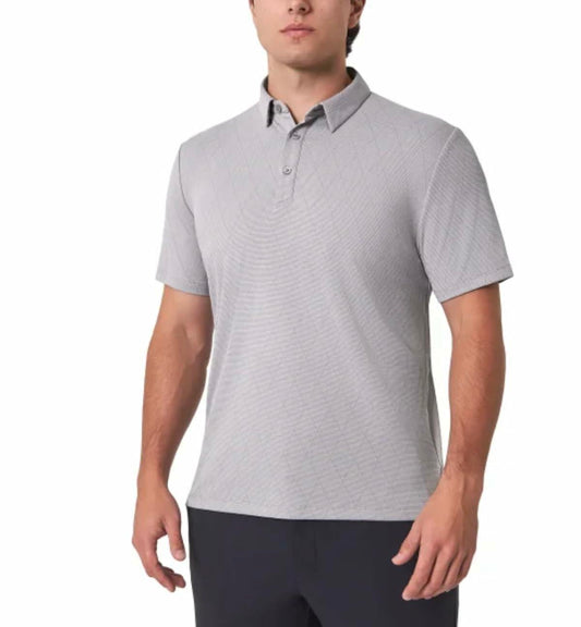Modern Ambition Men's Stretch Moisture Wicking Short Sleeve Polo Shirt (US, Alpha, Medium, Regular, Regular, Gray)